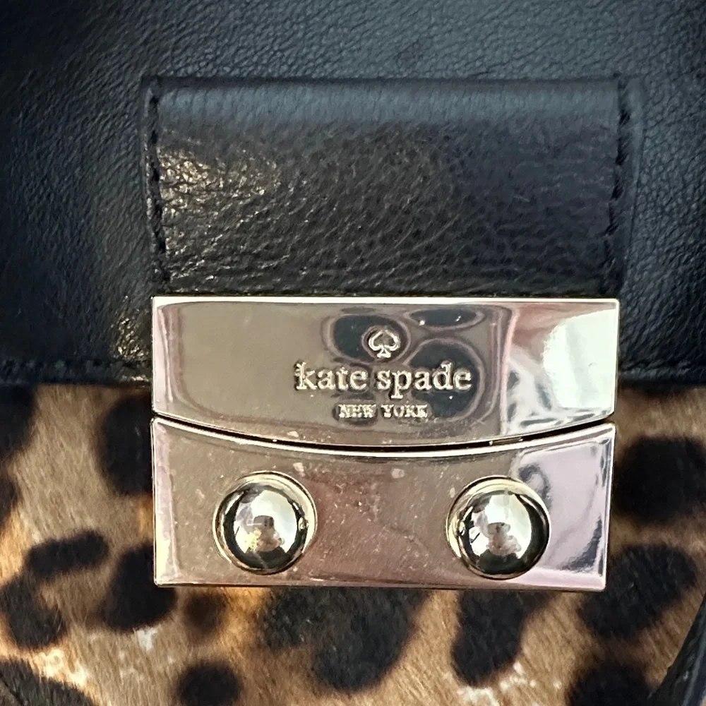 Leopard Print Black Leather Large Handbag/Workbag